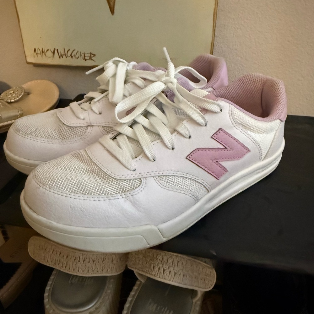 White and Pink New Balance Sneakers